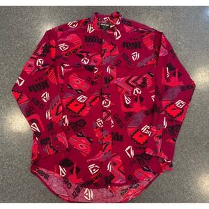 VTG Wrangler Frontier Series Pink‎ Aztec Button Down Rodeo Cowboy Large Colorful